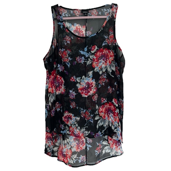 torrid Tops - Torrid Women’s Sleeveless Floral High Low Semi Sheer Top Sz 1(14)